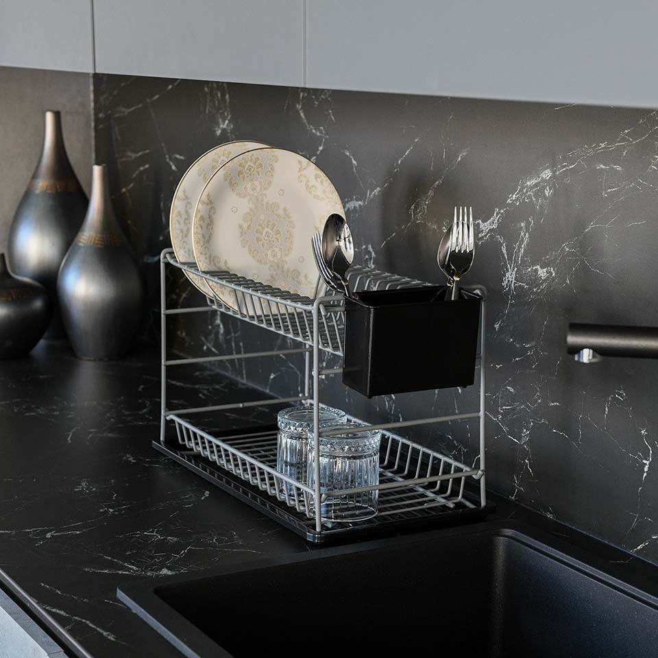 Two-Storey Modular Plate Rack Anthracite Pe Coating (60cm)