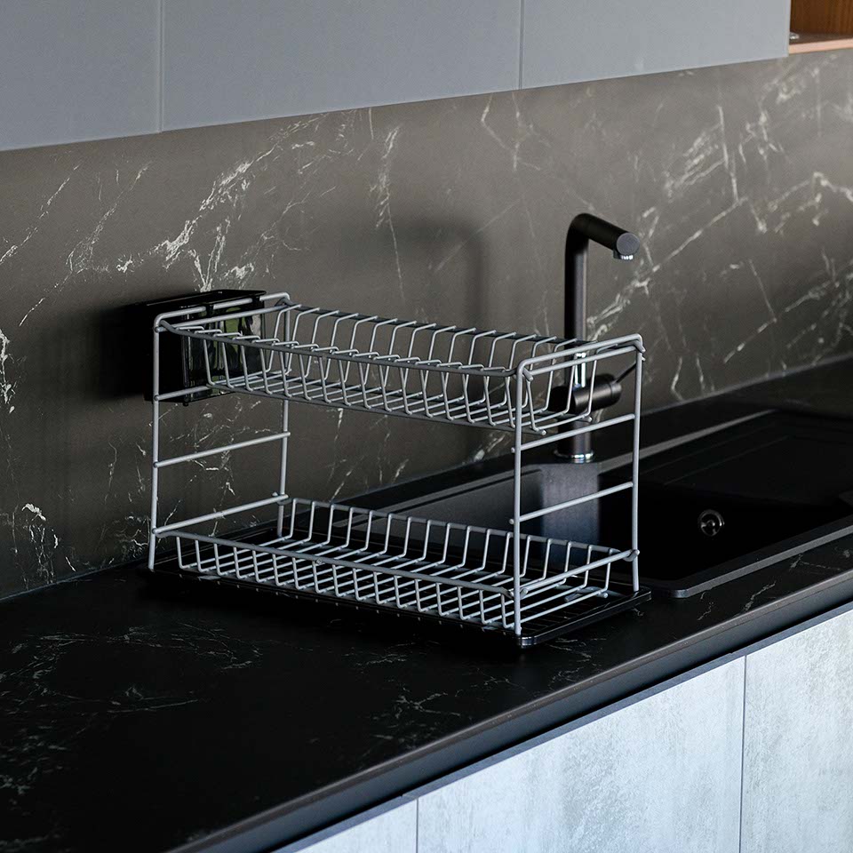 Two-Storey Modular Plate Rack Anthracite Pe Coating (60cm)