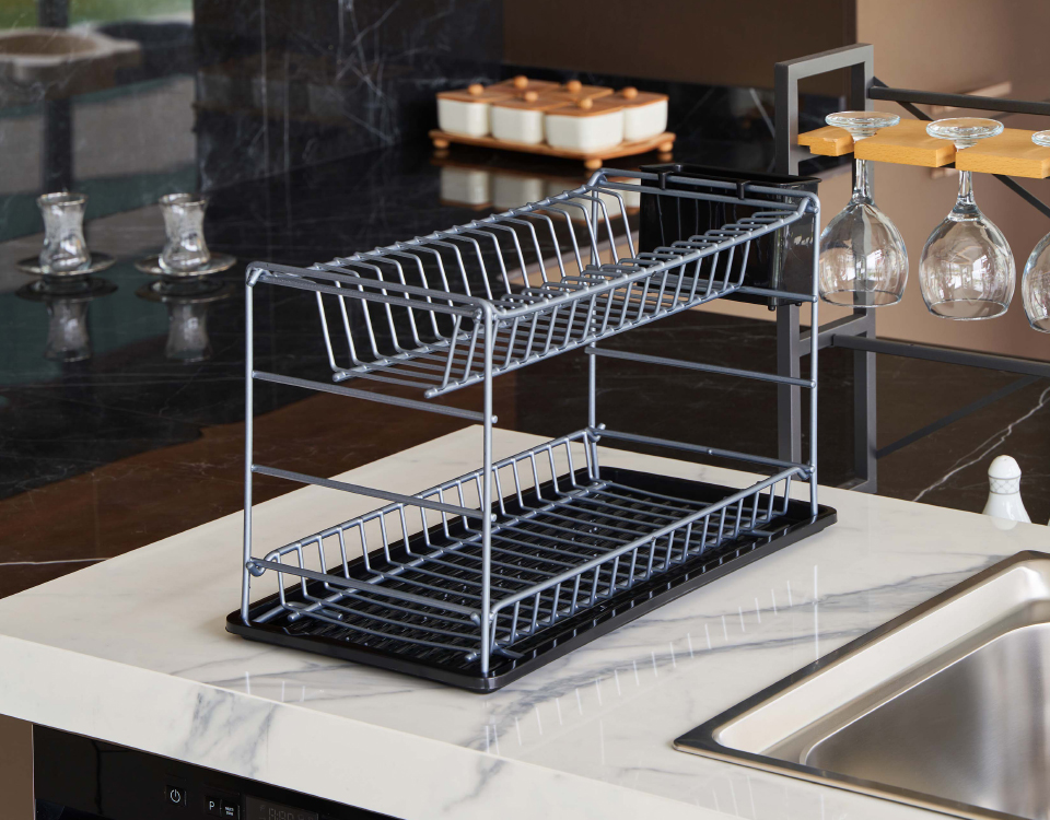Two-Storey Modular Plate Rack Anthracite Pe Coating (60cm)
