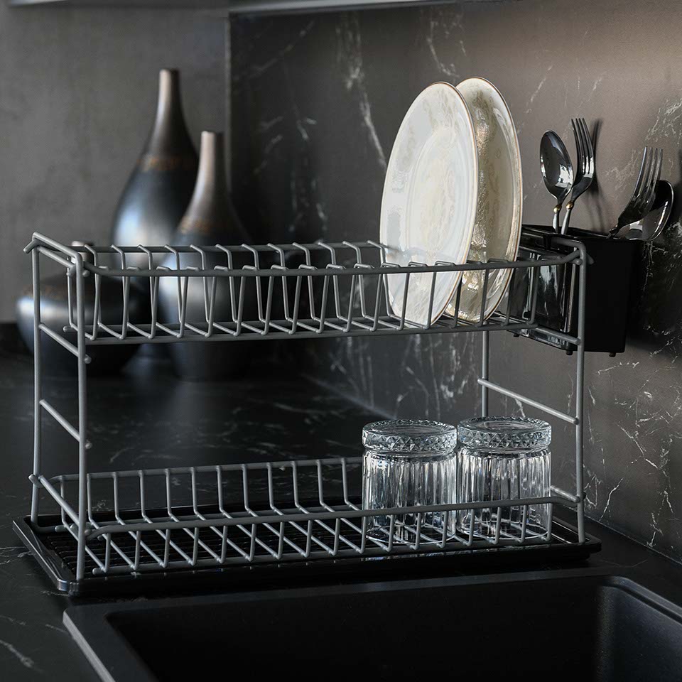 Two-Storey Modular Plate Rack Anthracite Pe Coating (60cm)